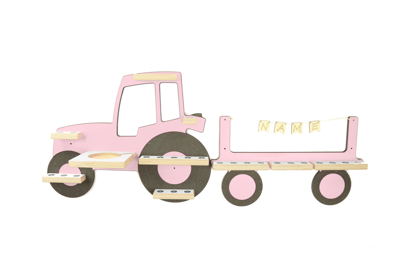 Traktor mit Anhänger und Wunschname Regal für Toniebox